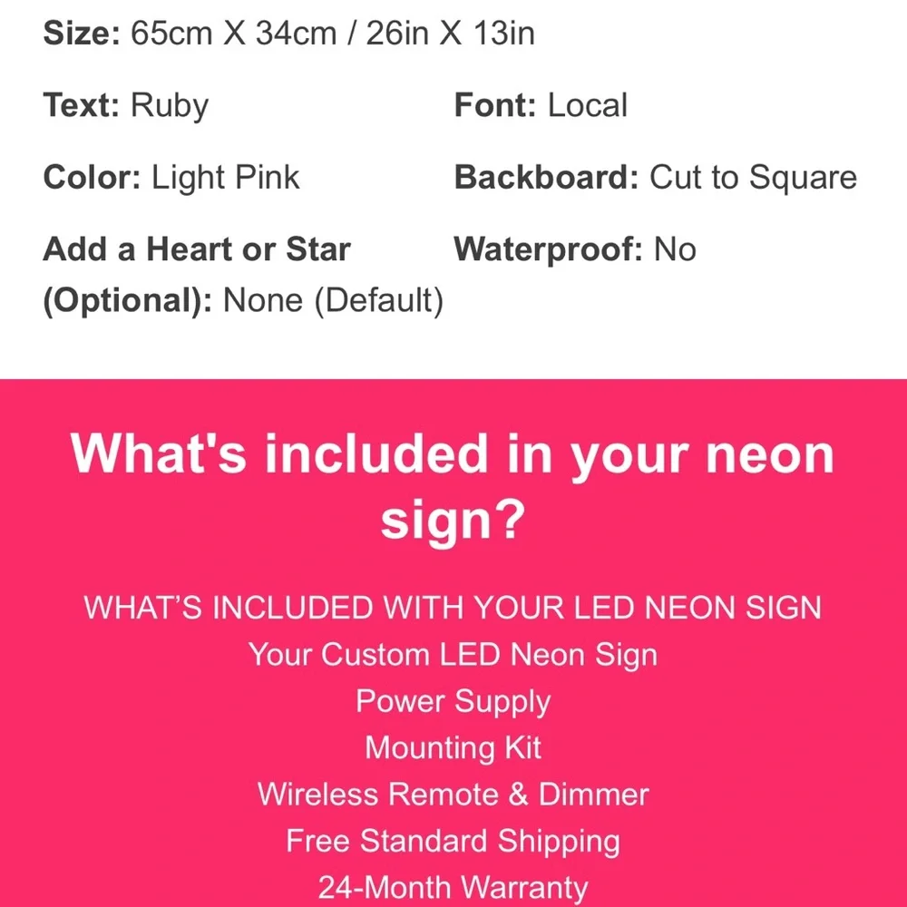 Custom “Ruby” Neon Sign - Picture 5 of 5